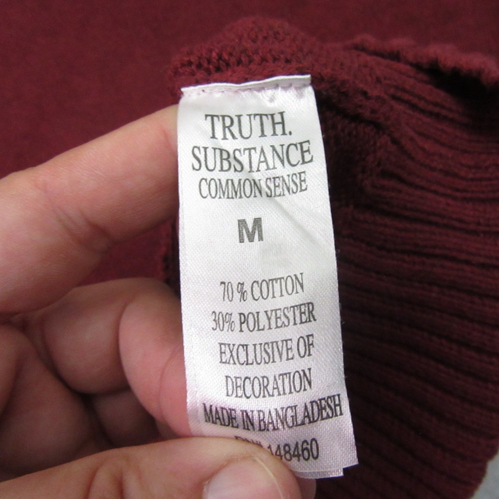 Truth Substance Mens Chunky Sweater M Maroon Red Mock Neck 1/4 Button Pullover - Picture 4 of 9